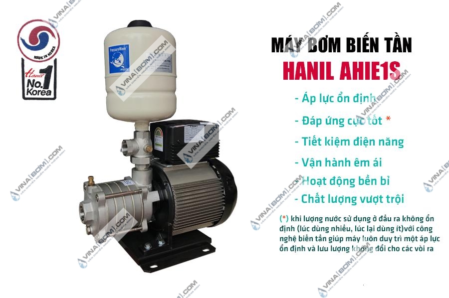 Máy bơm tăng áp biến tần Hanil AHIE1S-30401-2T (1.1 kw) - Ảnh 3